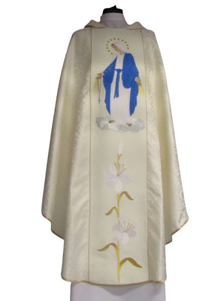 Ornat haftowany rozeta, pas ecru - MB Różańcowa - Ornaty Maryjne - Nowość
