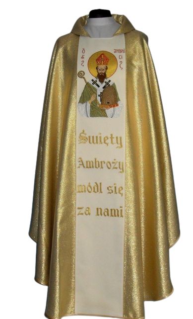Ornat haftowany - Święty Ambroży - Ornaty z wizerunkiem świętych - zdjęcie 3 - Ornat haftowany - Święty Ambroży