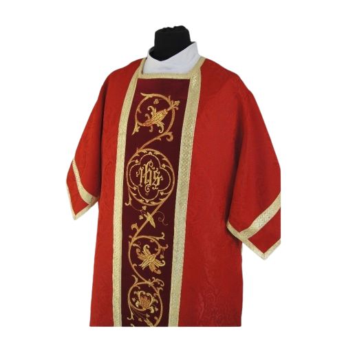 Dalmatyka rzymska czerwona - żakard - DALMATYKI - zdjęcie 3 - Dalmatyka rzymska czerwona - żakard