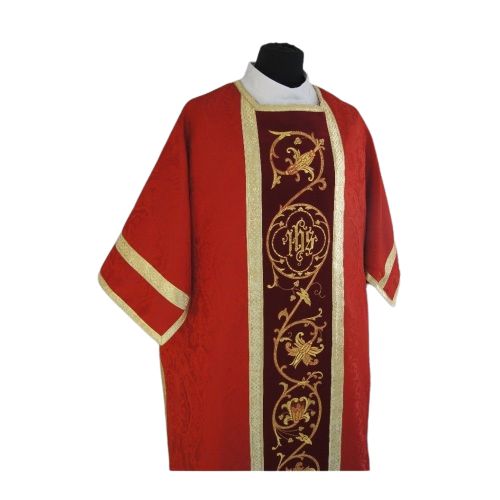 Dalmatyka rzymska czerwona - żakard - DALMATYKI - zdjęcie 4 - Dalmatyka rzymska czerwona - żakard