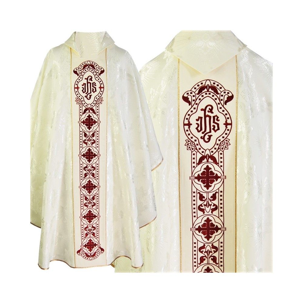 Ornat gotycki, materiał żakard, ecru (61) - Ornaty białe/ ecru - Nowość