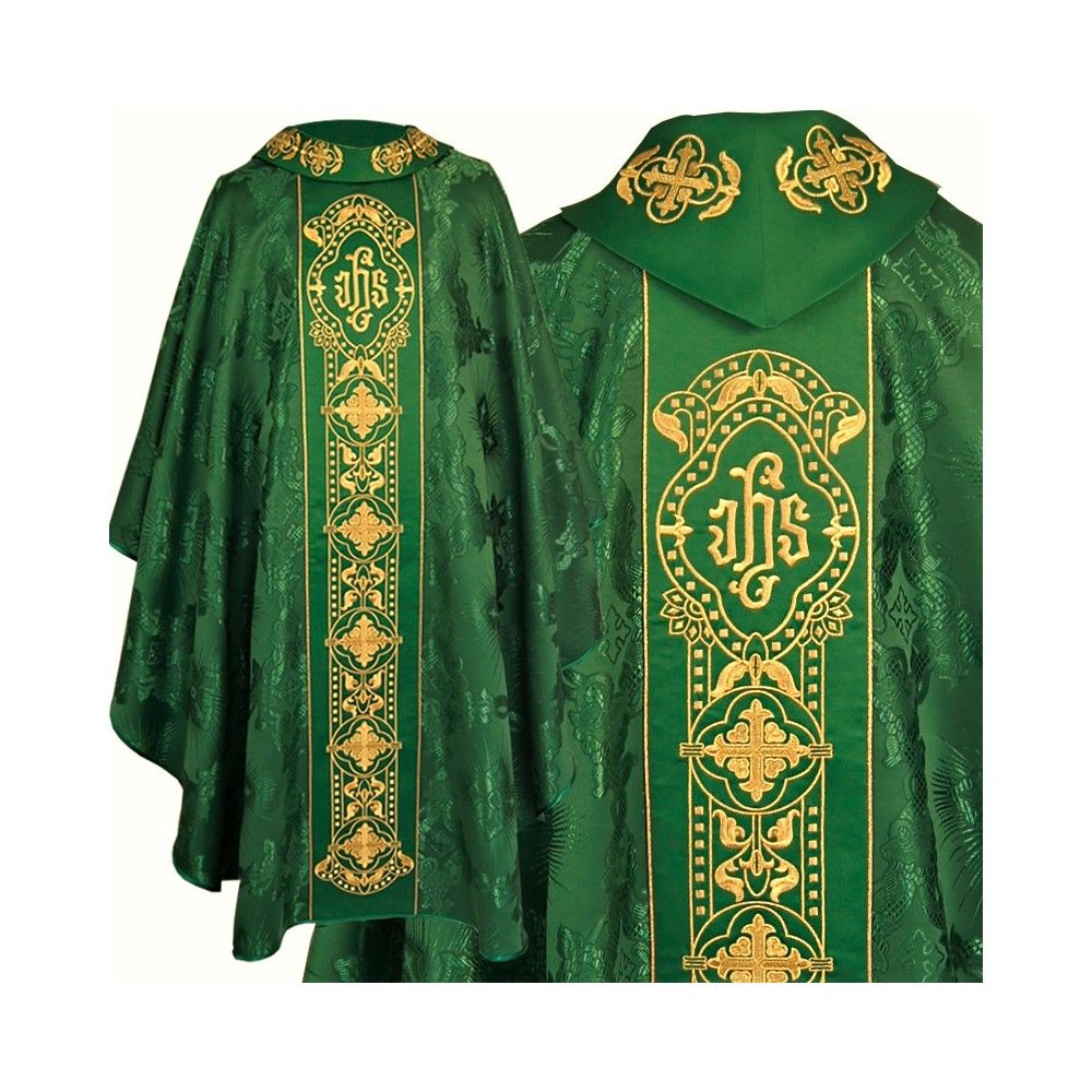 Ornat gotycki, materiał żakard, zielony (67) - Ornaty zielone - Nowość