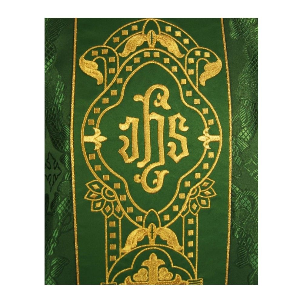 Ornat gotycki, materiał żakard, zielony (67) - Ornaty zielone - zdjęcie 2 - Ornat gotycki, materiał żakard, zielony (67)