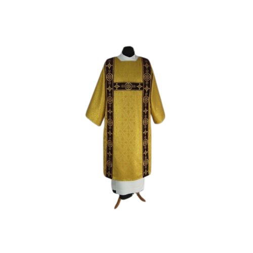 Tunika dla diakona haftowana złota- aksamitne pasy - DALMATYKI - zdjęcie 2 - Tunika dla diakona haftowana złota- aksamitne pasy