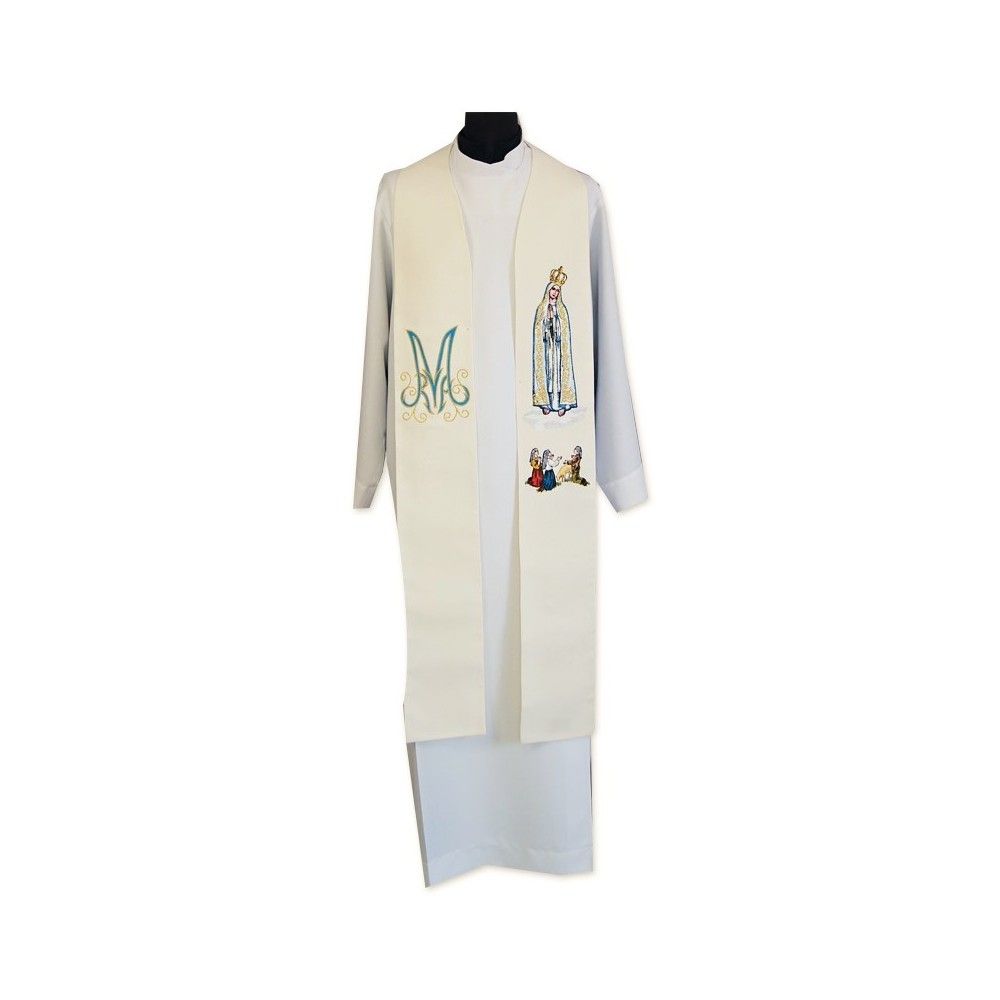 Stuła kapłańska Matka Boża Fatimska - Z POSTACIAMI - zdjęcie 2 - Stuła kapłańska Matka Boża Fatimska