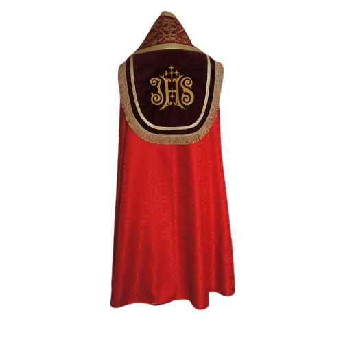 Kapa czerwona wzór rzymski- tkanina żakard (8) - KAPY LITURGICZNE - zdjęcie 2 - Kapa czerwona wzór rzymski- tkanina żakard (8)