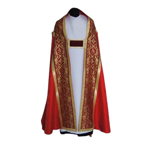Kapa czerwona wzór rzymski- tkanina żakard (8) - KAPY LITURGICZNE - zdjęcie 3 - Kapa czerwona wzór rzymski- tkanina żakard (8)