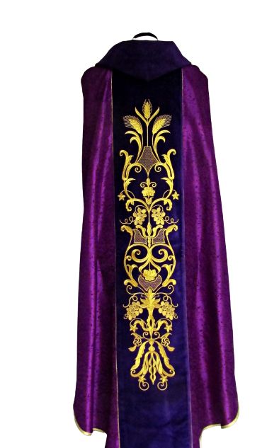 Ornat haftowany, adamaszek - ornament (1) - Ornaty haftowane - zdjęcie 2 - Ornat haftowany, adamaszek - ornament (1)