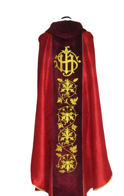 Ornat haftowany czerwony, adamaszek - ornament (2) - Ornaty czerwone - zdjęcie 2 - Ornat haftowany czerwony, adamaszek - ornament (2)