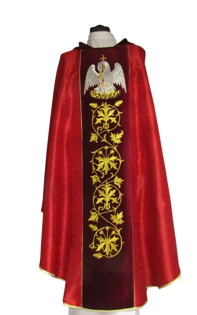 Ornat haftowany czerwony, adamaszek - ornament (2) - Ornaty czerwone - Nowość