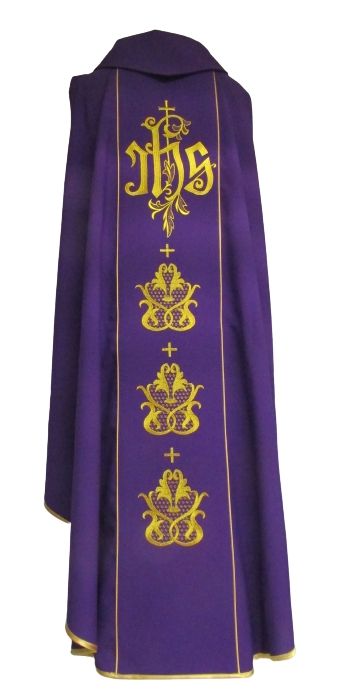 Ornat fioletowy haftowany Jezus w koronie cierniowej - ORNATY NA WIELKI POST - zdjęcie 2 - Ornat fioletowy haftowany Jezus w koronie cierniowej