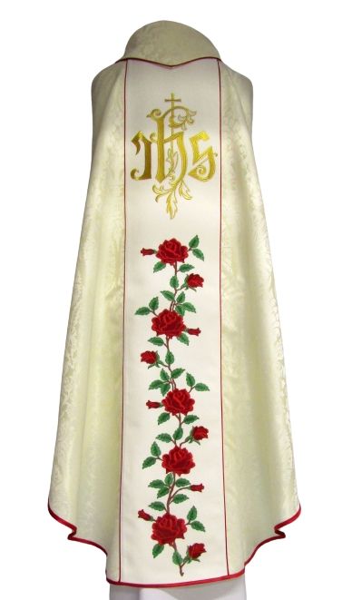 Ornat haftowany Serce Pana Jezusa - materiał rozeta - ORNATY - zdjęcie 2 - Ornat haftowany Serce Pana Jezusa - materiał rozeta