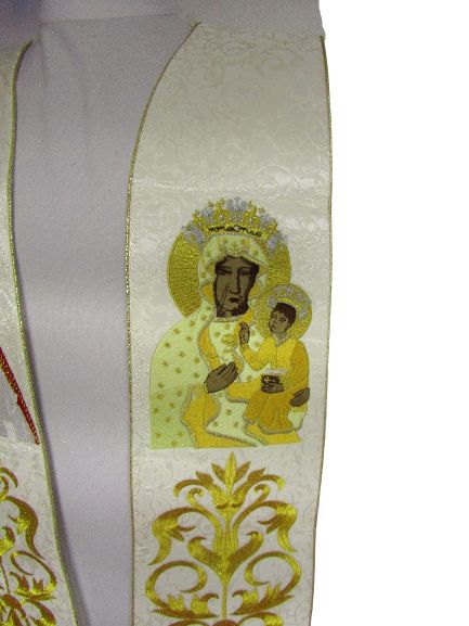 Stuła haftowana Jan Paweł II i Matka Boża Częstochowska - Z POSTACIAMI - zdjęcie 5 - Stuła haftowana Jan Paweł II i Matka Boża Częstochowska