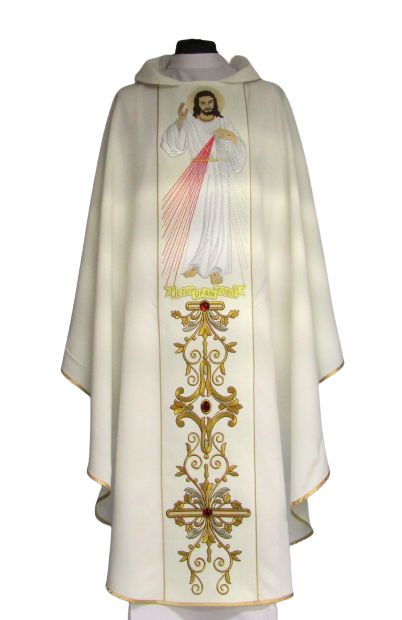 Ornat Jezu Ufam Tobie biały, gładki - Ornaty z Jezusem - Nowość