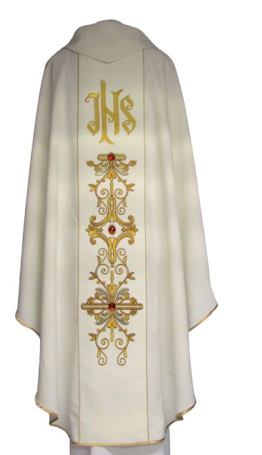 Ornat Jezu Ufam Tobie biały, gładki - Ornaty z Jezusem - zdjęcie 2 - Ornat Jezu Ufam Tobie biały, gładki