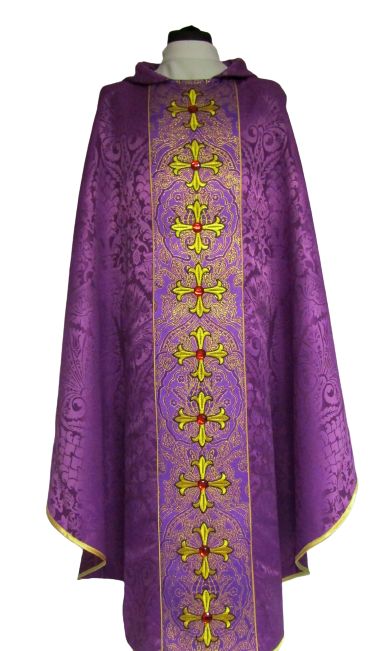Ornat kolory liturgiczne -  pięknym pasem haftowanym + kamienie (2) - Ornaty haftowane - Nowość