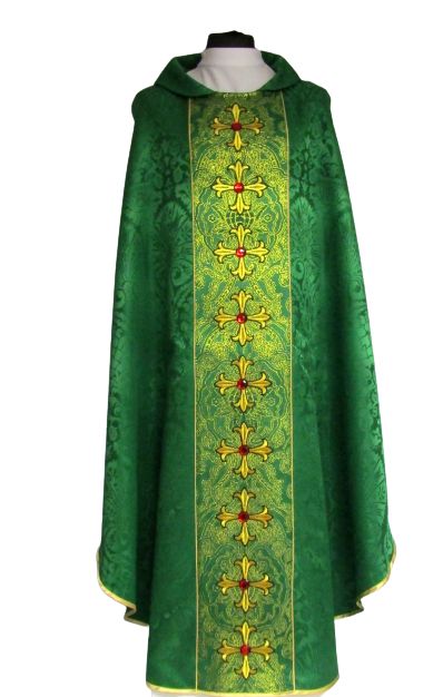 Ornat kolory liturgiczne -  pięknym pasem haftowanym + kamienie (2) - Ornaty haftowane - zdjęcie 2 - Ornat kolory liturgiczne -  pięknym pasem haftowanym + kamienie (2)