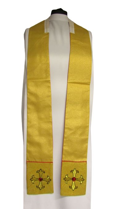 Ornat złoty z pięknym pasem haftowanym + kamienie (3) - Ornaty złote/srebrne - zdjęcie 2 - Ornat złoty z pięknym pasem haftowanym + kamienie (3)