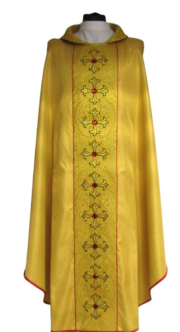 Ornat złoty z pięknym pasem haftowanym + kamienie (3) - Ornaty złote/srebrne - Nowość