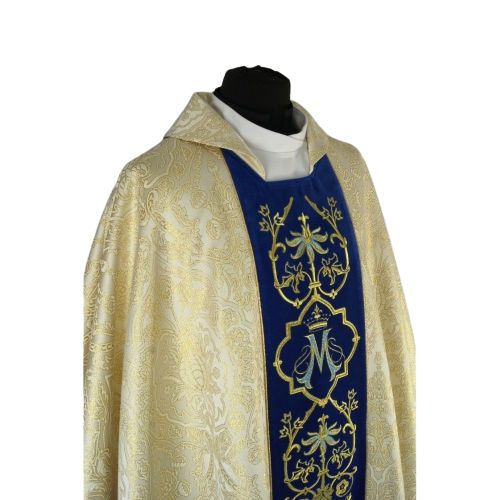 Ornat haftowany Maryjny złoty, pas niebieski (33) - Ornaty Maryjne - zdjęcie 2 - Ornat haftowany Maryjny złoty, pas niebieski (33)