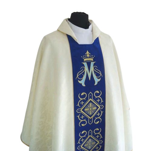 Ornat gotycki haftowany, aksamitny pas, wzór Maryjny (05) - Ornaty Maryjne - zdjęcie 2 - Ornat gotycki haftowany, aksamitny pas, wzór Maryjny (05)