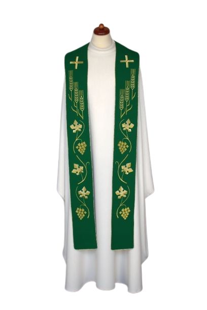 Stuła haftowana do koncelebry - kolory liturgiczne, bogaty haft (1) - KONCELEBRA - zdjęcie 3 - Stuła haftowana do koncelebry - kolory liturgiczne, bogaty haft (1)