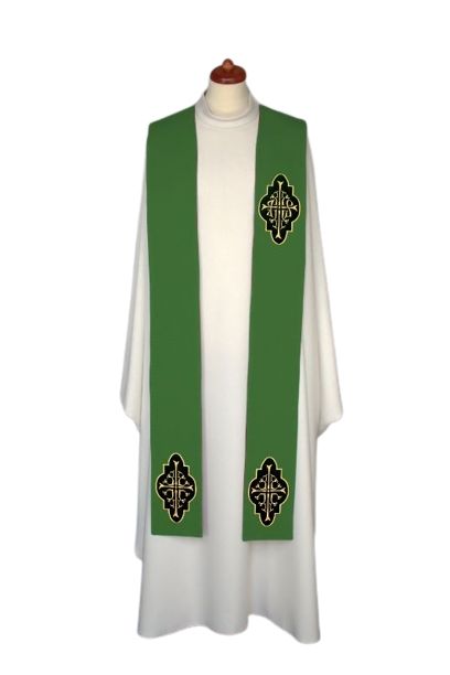 Stuła haftowana - aplikacje aksamitne (4) - EUCHARYSTYCZNE - zdjęcie 2 - Stuła haftowana - aplikacje aksamitne (4)