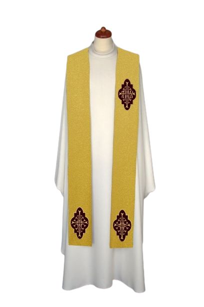 Stuła haftowana - aplikacje aksamitne (4) - EUCHARYSTYCZNE - zdjęcie 3 - Stuła haftowana - aplikacje aksamitne (4)