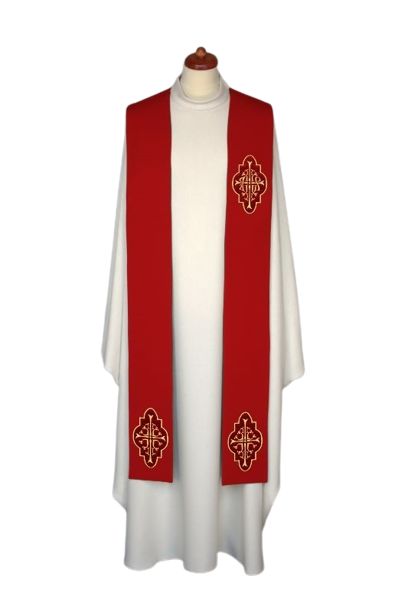 Stuła haftowana - aplikacje aksamitne (4) - EUCHARYSTYCZNE - zdjęcie 4 - Stuła haftowana - aplikacje aksamitne (4)