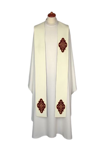 Stuła haftowana - aplikacje aksamitne (4) - EUCHARYSTYCZNE - zdjęcie 5 - Stuła haftowana - aplikacje aksamitne (4)