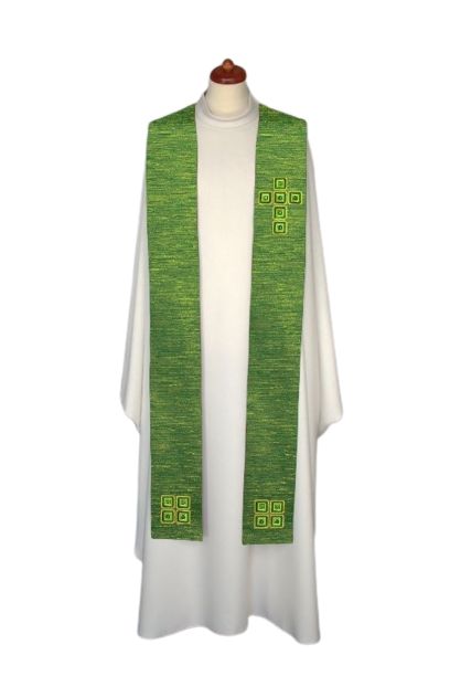 Stuła haftowana, zdobiona kamieniami - kolory liturgiczne (6) - EUCHARYSTYCZNE