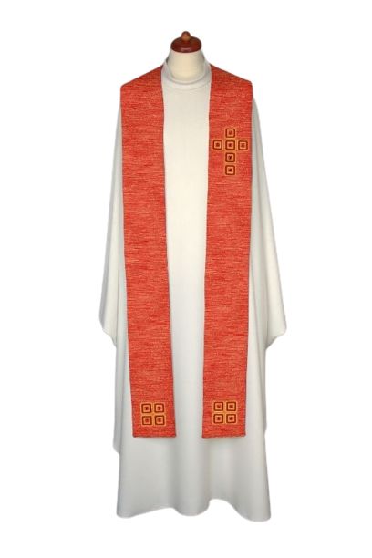 Stuła haftowana, zdobiona kamieniami - kolory liturgiczne (6) - EUCHARYSTYCZNE - zdjęcie 4 - Stuła haftowana, zdobiona kamieniami - kolory liturgiczne (6)