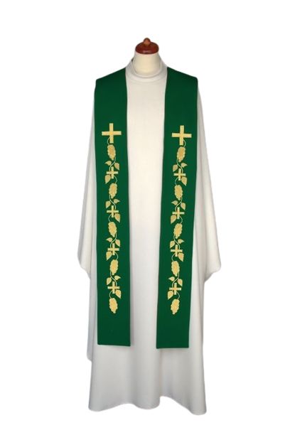 Stuła haftowana - kolory liturgiczne, bogaty haft (10) - EUCHARYSTYCZNE