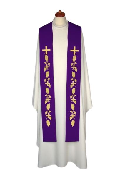 Stuła haftowana - kolory liturgiczne, bogaty haft (10) - EUCHARYSTYCZNE - zdjęcie 2 - Stuła haftowana - kolory liturgiczne, bogaty haft (10)