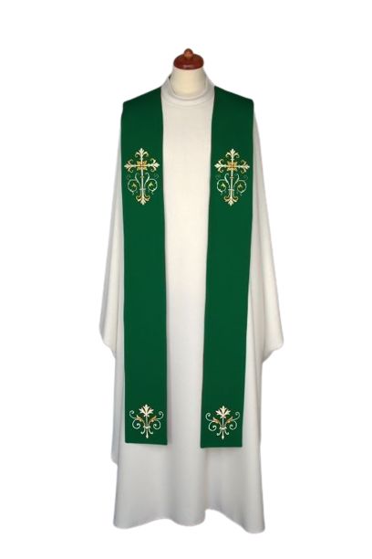 Stuła haftowana - kolory liturgiczne, bogaty haft (11) - EUCHARYSTYCZNE