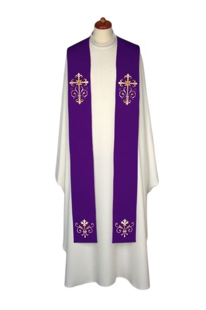 Stuła haftowana - kolory liturgiczne, bogaty haft (11) - EUCHARYSTYCZNE - zdjęcie 4 - Stuła haftowana - kolory liturgiczne, bogaty haft (11)