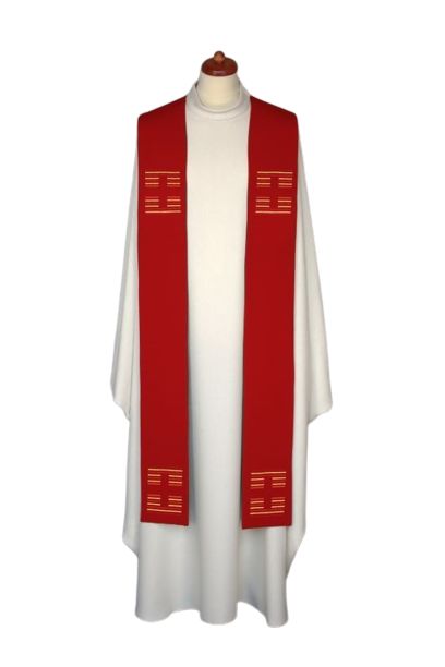 Stuła haftowana - kolory liturgiczne, Krzyże haft (13) - EUCHARYSTYCZNE - zdjęcie 4 - Stuła haftowana - kolory liturgiczne, Krzyże haft (13)