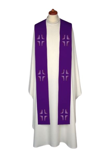 Stuła haftowana - kolory liturgiczne, Krzyże haft (14) - EUCHARYSTYCZNE - zdjęcie 4 - Stuła haftowana - kolory liturgiczne, Krzyże haft (14)