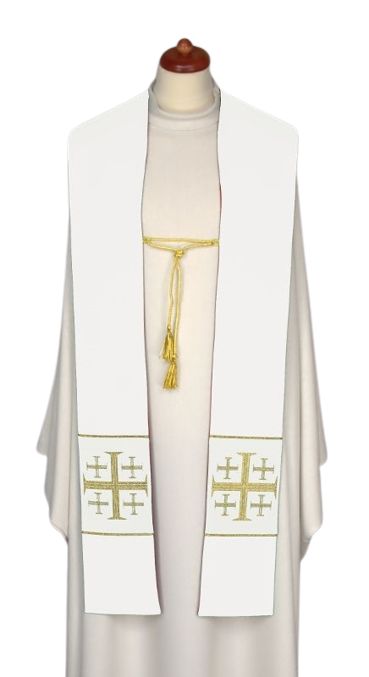 Stuła dwustronna ecru/fiolet z ozdobnym sznurkiem (22) - STUŁY NA WIELKI POST - zdjęcie 2 - Stuła dwustronna ecru/fiolet z ozdobnym sznurkiem (22)