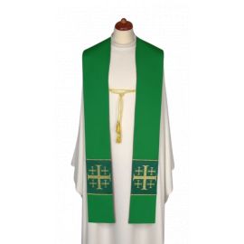 Stuła dwustronna fioletowo/zielona z ozdobnym sznurkiem (22) - EUCHARYSTYCZNE