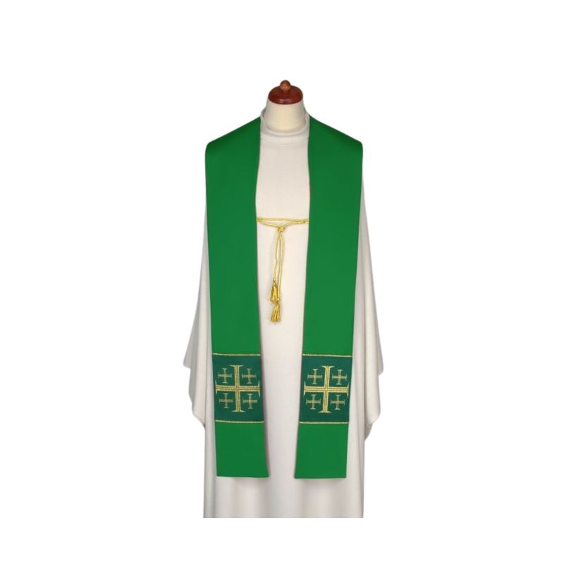 Stuła dwustronna złoto/zielona z ozdobnym sznurkiem (24) - EUCHARYSTYCZNE - Stuła dwustronna złoto/zielona z ozdobnym sznurkiem (24)