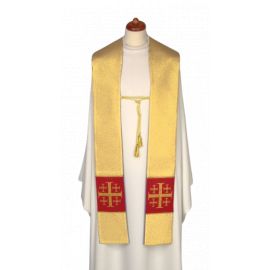 Stuła dwustronna złoto/fioletowa z ozdobnym sznurkiem (25) - EUCHARYSTYCZNE - zdjęcie 2 - Stuła dwustronna złoto/fioletowa z ozdobnym sznurkiem (25)