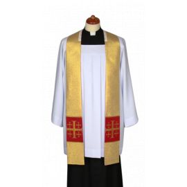 Stuła złota do kazań, krótka, naszywane krzyże (1) - EUCHARYSTYCZNE