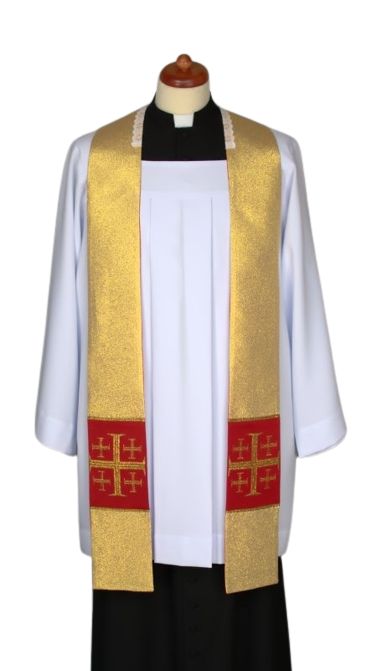 Stuła złota do kazań, krótka, naszywane krzyże (1) - EUCHARYSTYCZNE - Nowość
