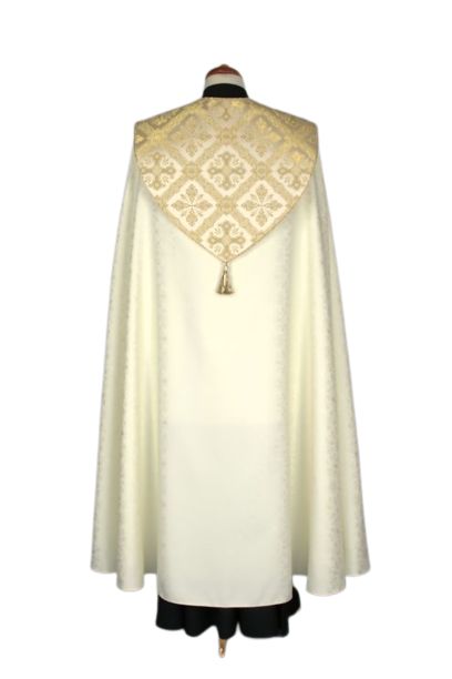 Kapa ecru haftowana adamaszek (58) - KAPY LITURGICZNE - zdjęcie 2 - Kapa ecru haftowana adamaszek (58)