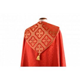Kapa czerwona haftowana adamaszek (59) - KAPY LITURGICZNE