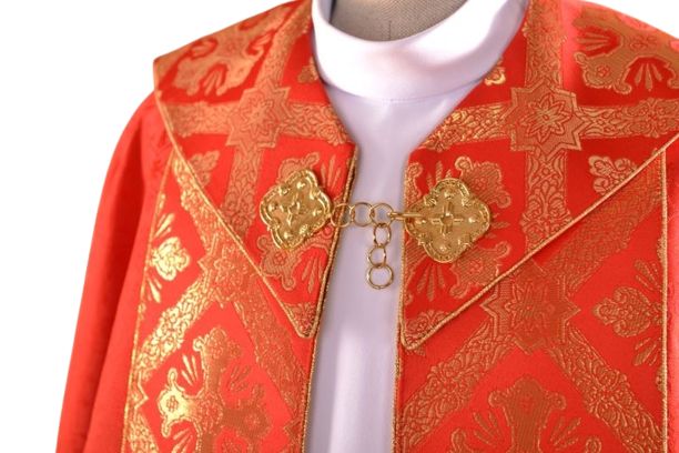 Kapa czerwona haftowana adamaszek (59) - KAPY LITURGICZNE - zdjęcie 2 - Kapa czerwona haftowana adamaszek (59)