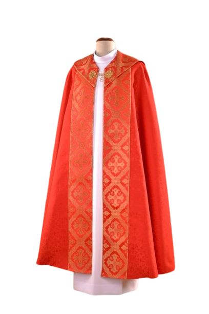 Kapa czerwona haftowana adamaszek (59) - KAPY LITURGICZNE - zdjęcie 3 - Kapa czerwona haftowana adamaszek (59)