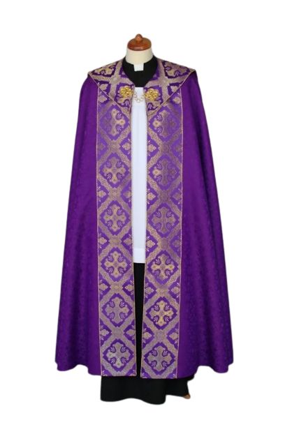 Kapa fioletowa haftowana adamaszek (60) - KAPY LITURGICZNE - Nowość
