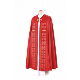 Kapa czerwona haftowana (62) - KAPY LITURGICZNE